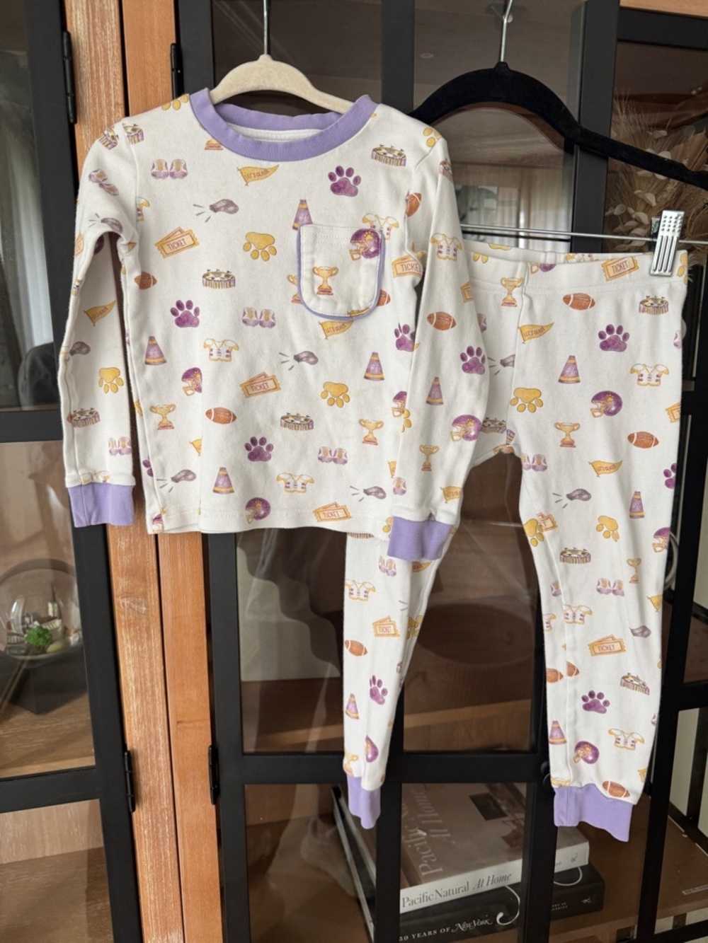 LSU print pajamas set Nola Tawk watercolor geaux tigers long sleeve tee pants